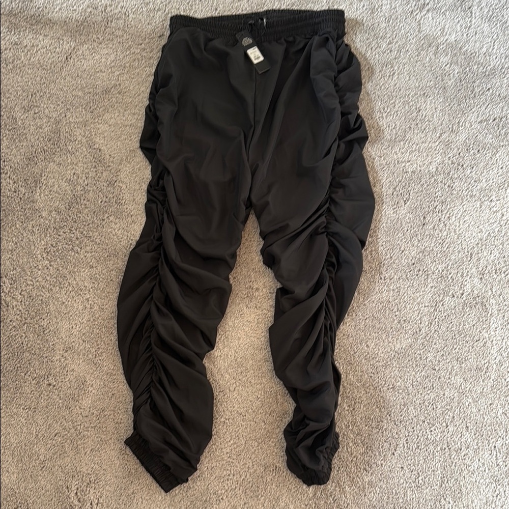 Fashion Nova Black Ruched Jogger Pants